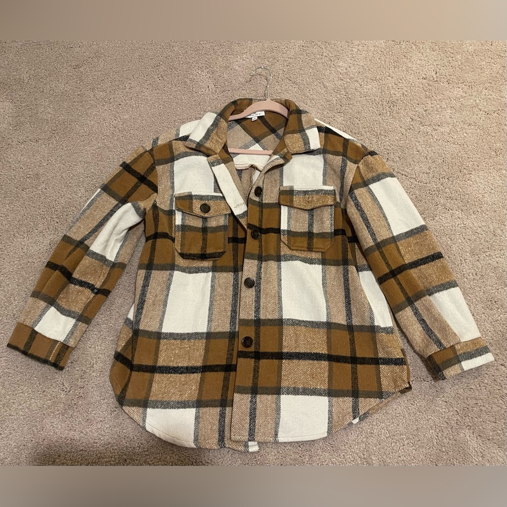 Plaid womens Shirt/jacket in Brown and White